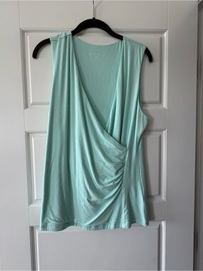Soft Surroundings Mint Draped Wrap-Front Tank
